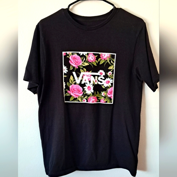 Vans Black T-Shirt with Floral Graphic - Picture 1 of 4